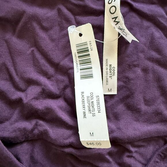 SOMA Cool Nights Short Sleeve Sleepshirt Purple Medium NWT IN PACKAGE - Picture 7 of 9